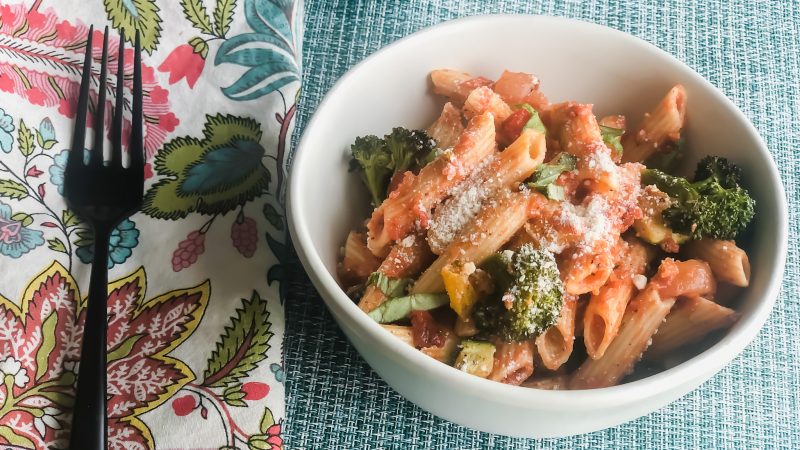 Pasta in Tomato Vodka Sauce with Roasted Veggies - TRGL – The Real Good ...