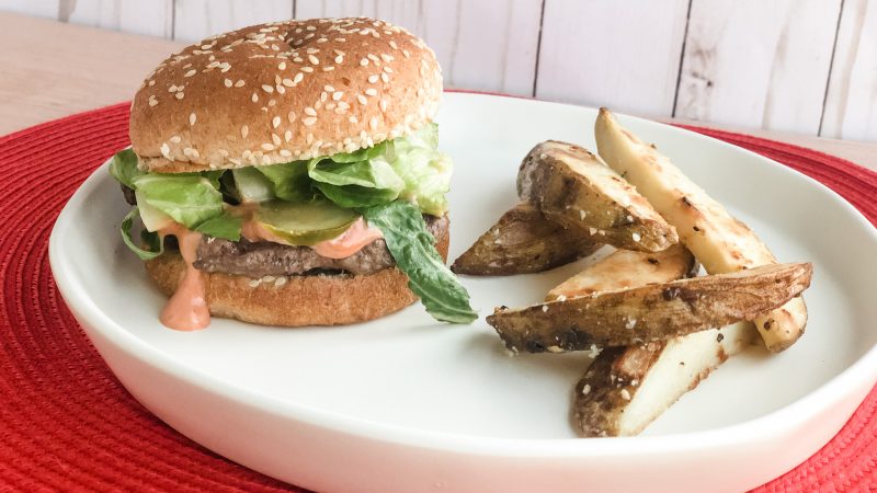 Winter Burgers with Potato Wedges